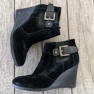 Franco black suede wedge bootie